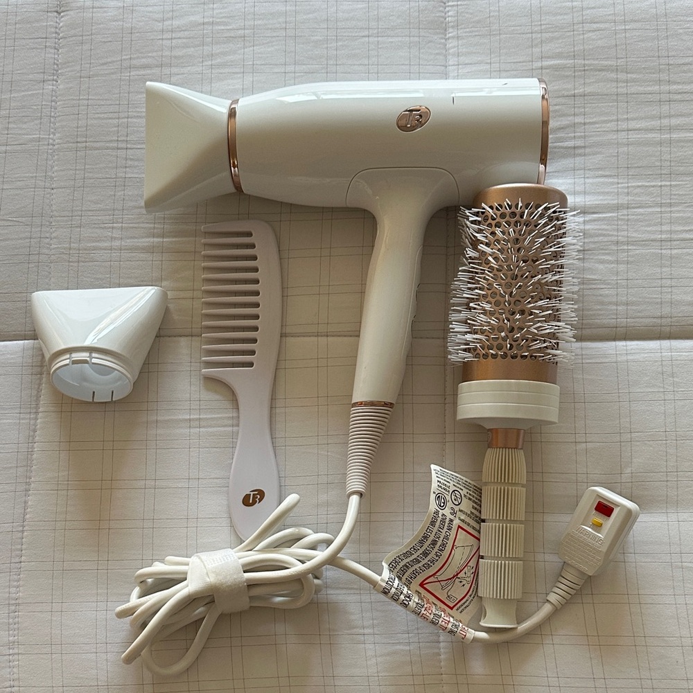 T3 White and Gold Hair Dryer Set